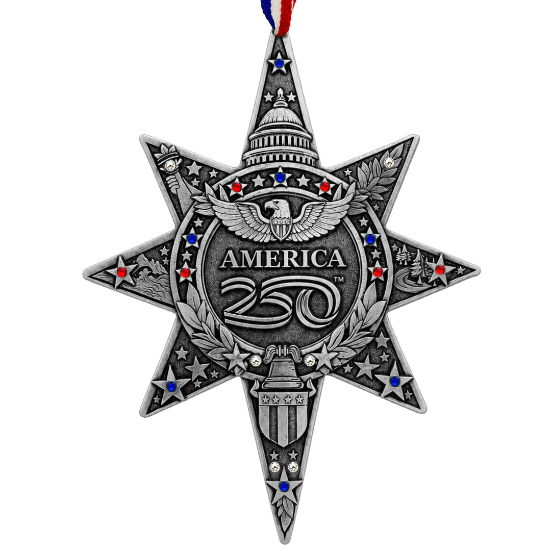 America250 Sea to Shining Sea Commemorative Ornament (Aluminum and Crystals)