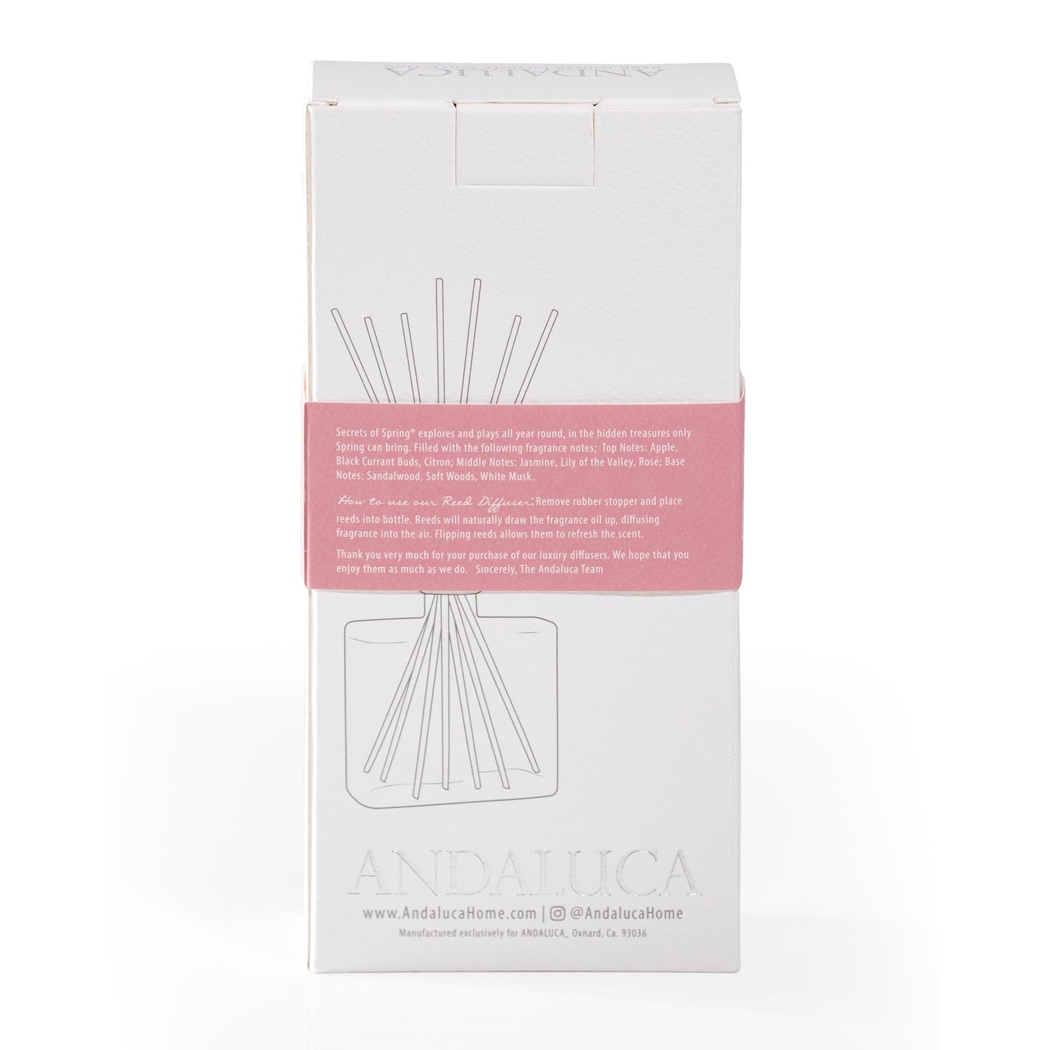 Secrets of Spring Reed Diffuser packaging