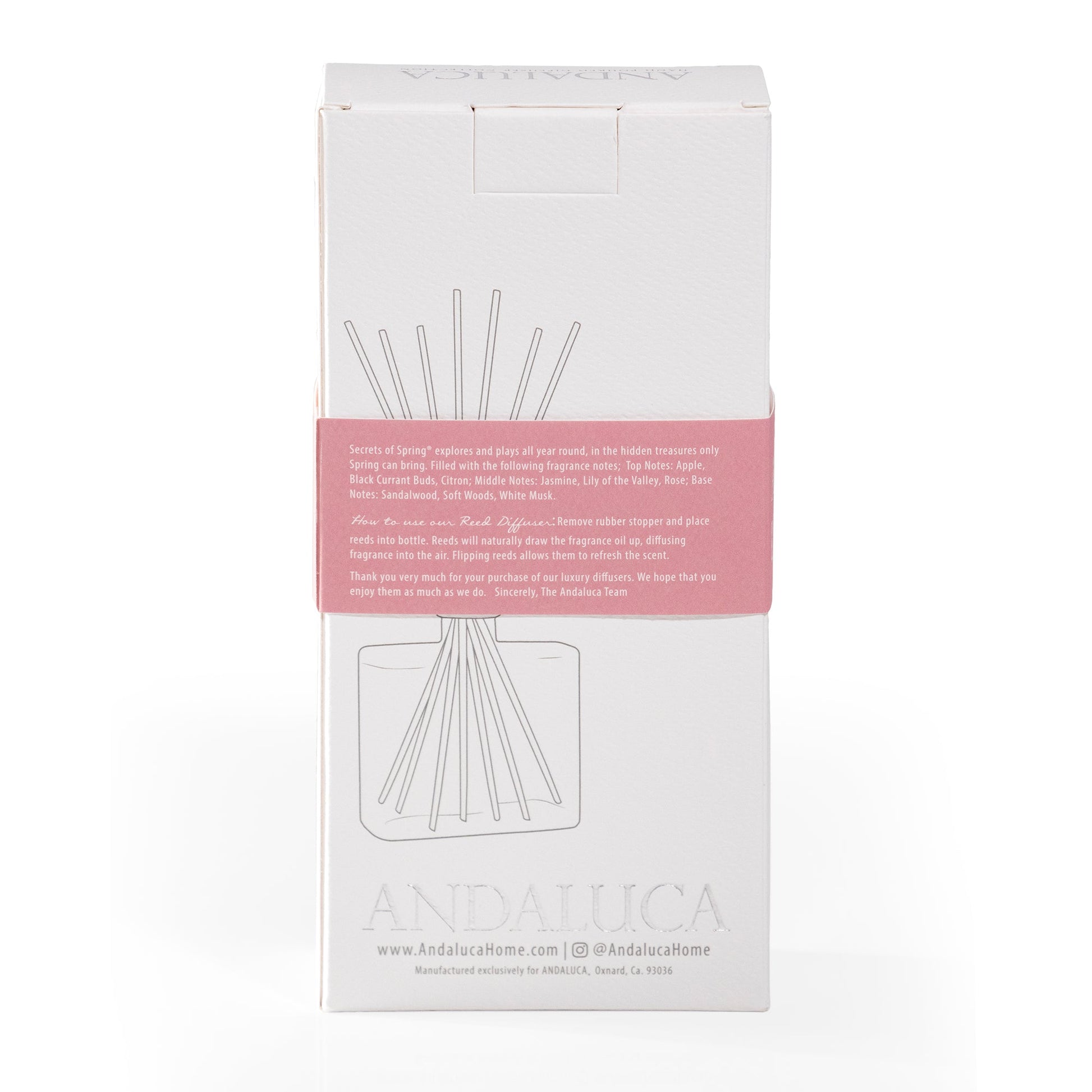 Secrets of Spring Reed Diffuser packaging