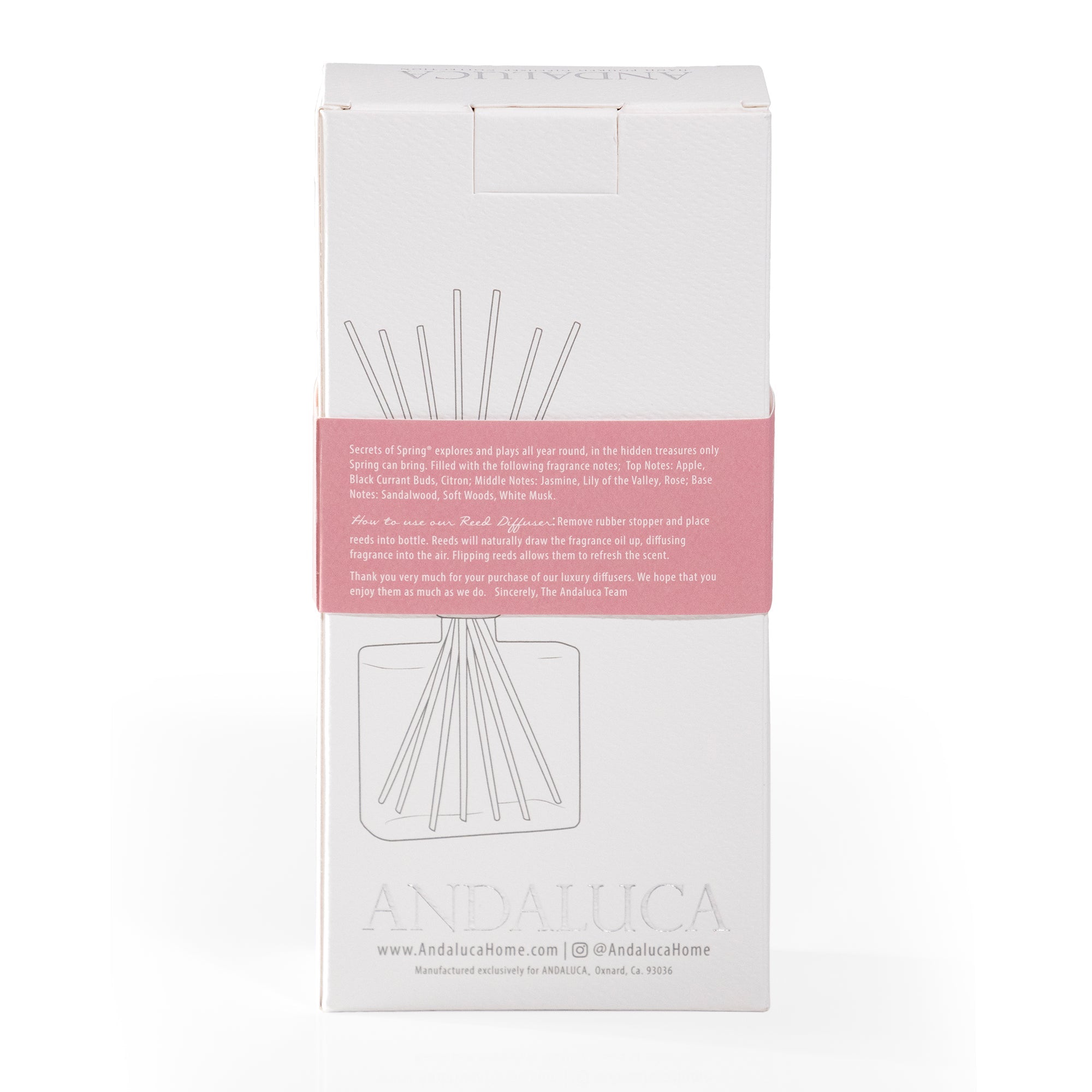 Secrets of Spring Reed Diffuser packaging