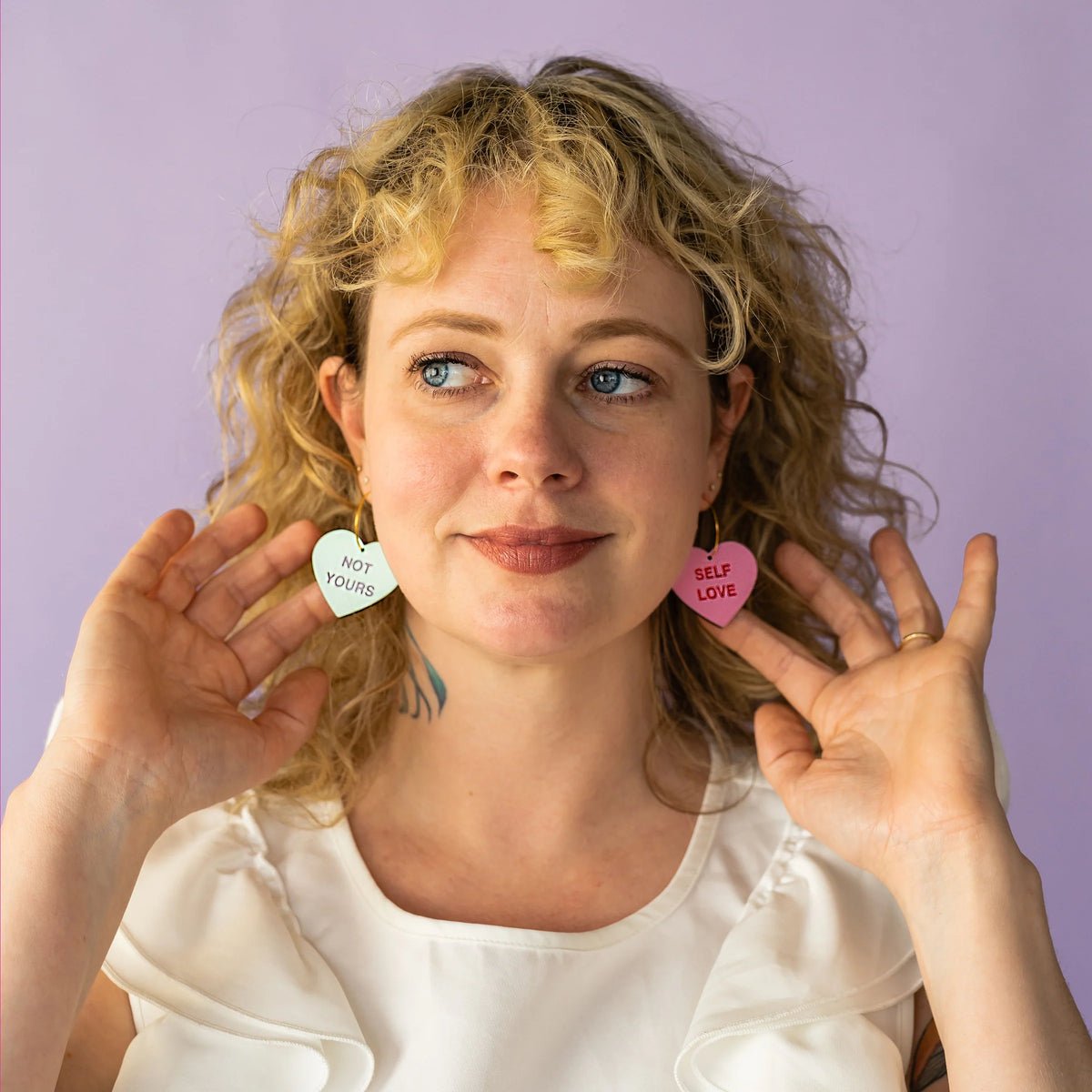Self Love Conversation Heart Hoops
