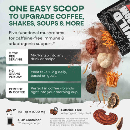 Wild Foods Mushrooms Master Mushrooms Blend, 110 servings – Immune Boosting Adaptogenic Mushrooms