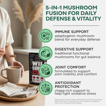 Wild Foods Mushrooms Master Mushrooms Blend, 110 servings – Immune Boosting Adaptogenic Mushrooms