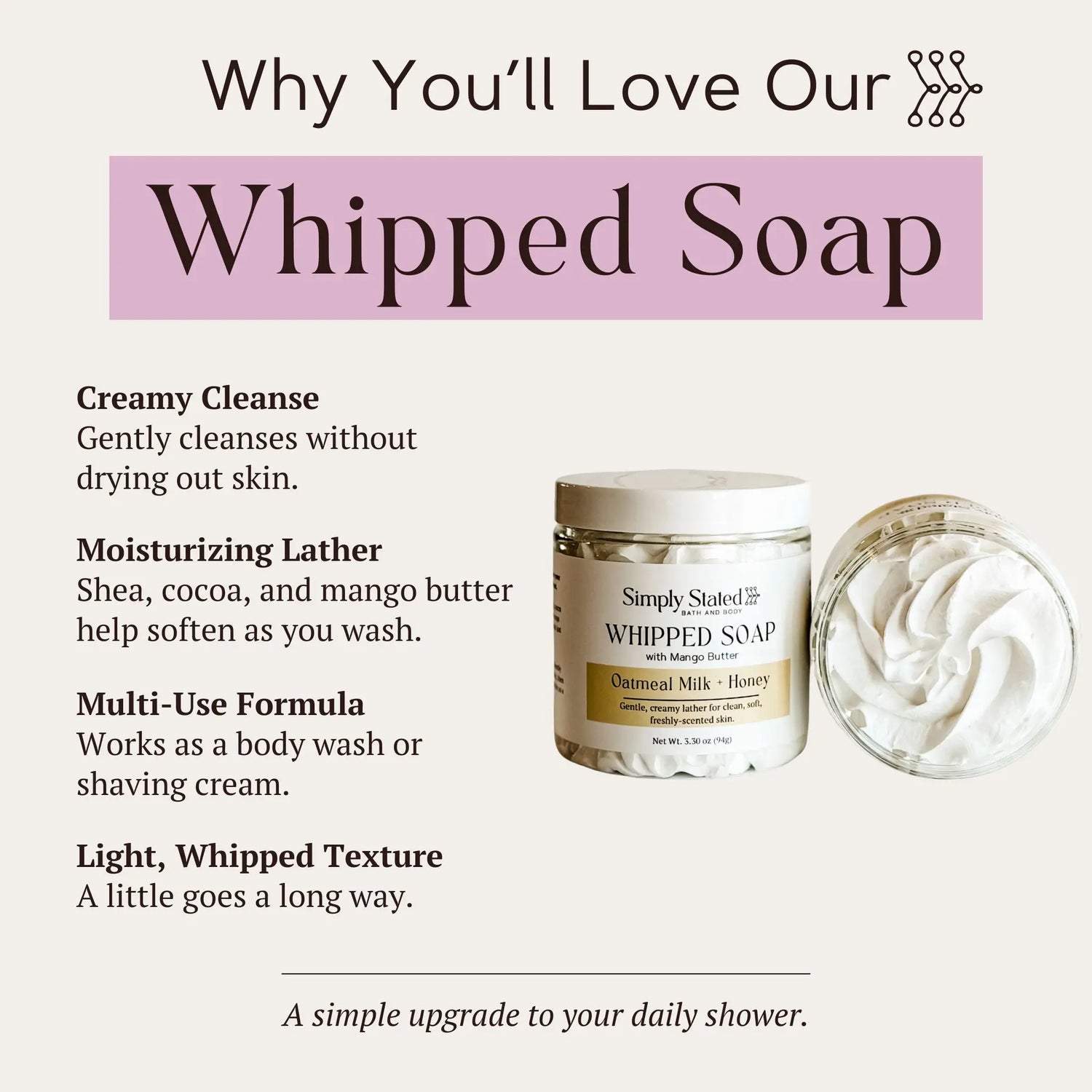 Warm Vanilla + Sugar Whipped Soap