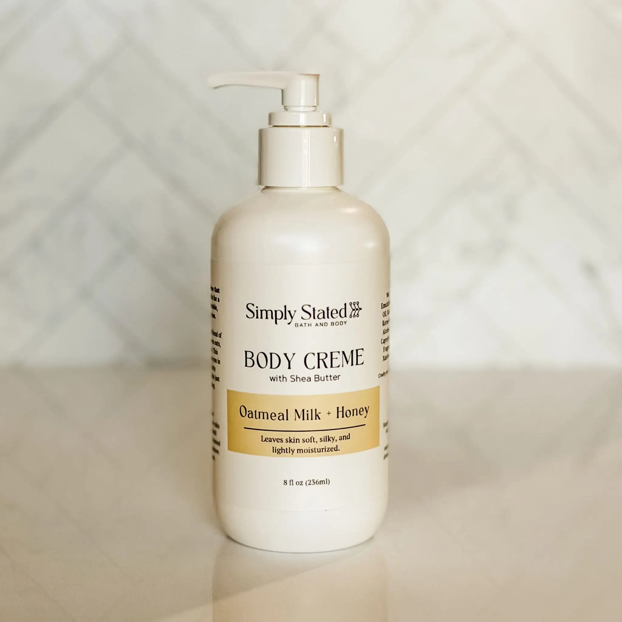 Simply Stated Creations Moisturizers 8 oz Bottle with Pump Oatmeal Milk + Honey Body Creme