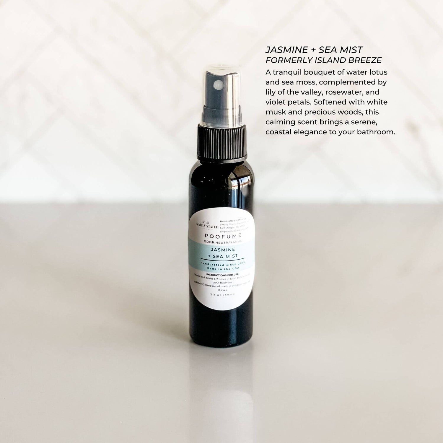 Simply Stated Creations Air Fresheners Jasmine + Sea Mist Poofume | Bathroom Odor Neutralizing Spray