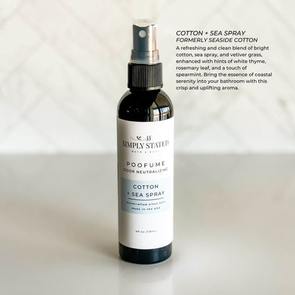 Simply Stated Creations Air Fresheners Standard 4 oz Cotton + Sea Spray Poofume | Bathroom Odor Neutralizing Spray