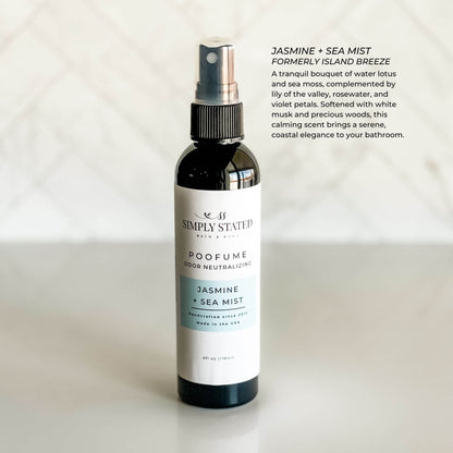Simply Stated Creations Air Fresheners Jasmine + Sea Mist Poofume | Bathroom Odor Neutralizing Spray