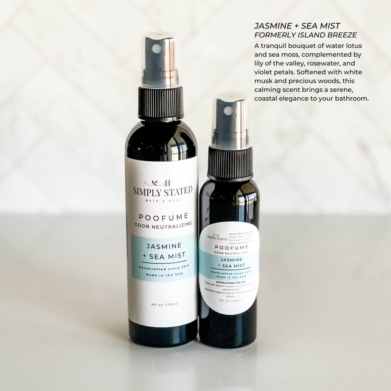 Jasmine + Sea Mist Poofume | Bathroom Odor Neutralizing Spray