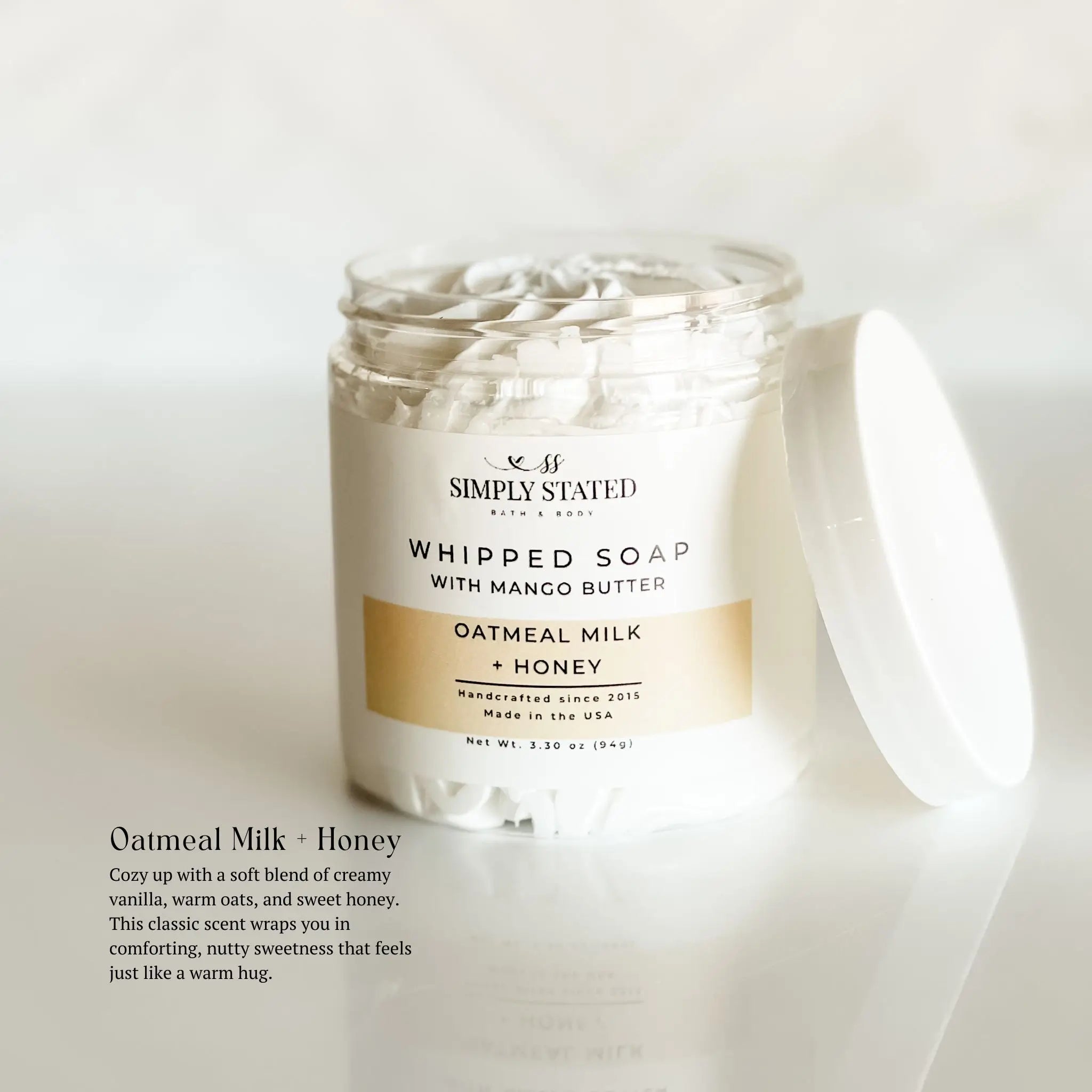 Simply Stated Creations Body Cleansers Oatmeal Milk + Honey Whipped Soap