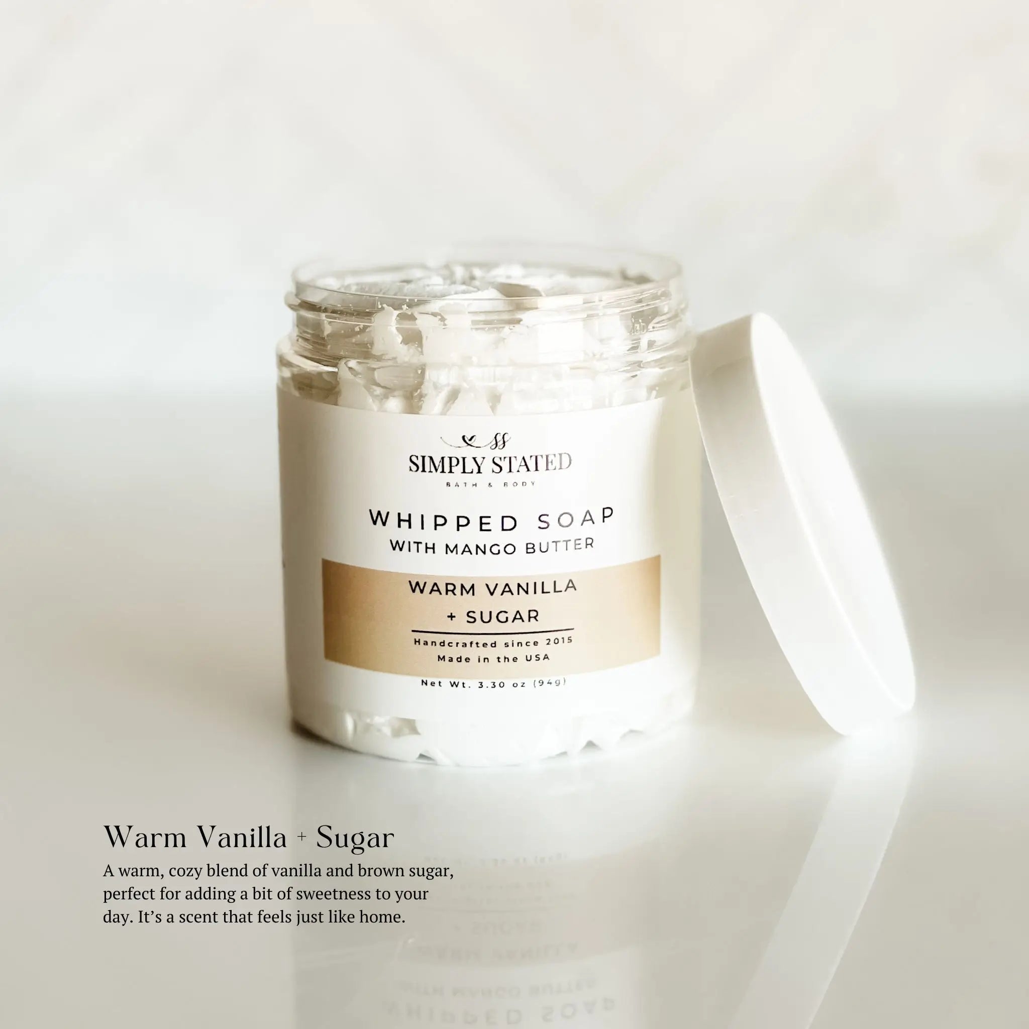Simply Stated Creations Body Cleansers Warm Vanilla + Sugar Whipped Soap