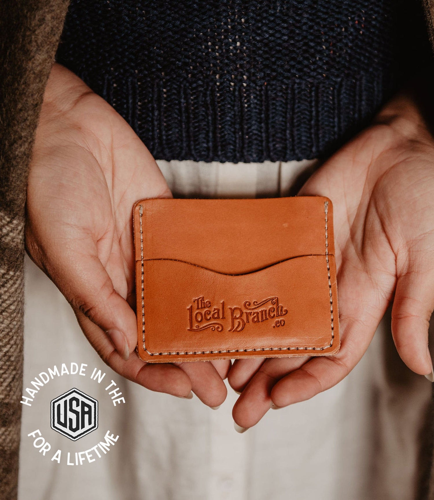 The Local Branch Leather Caramel Leather Slim Wallet