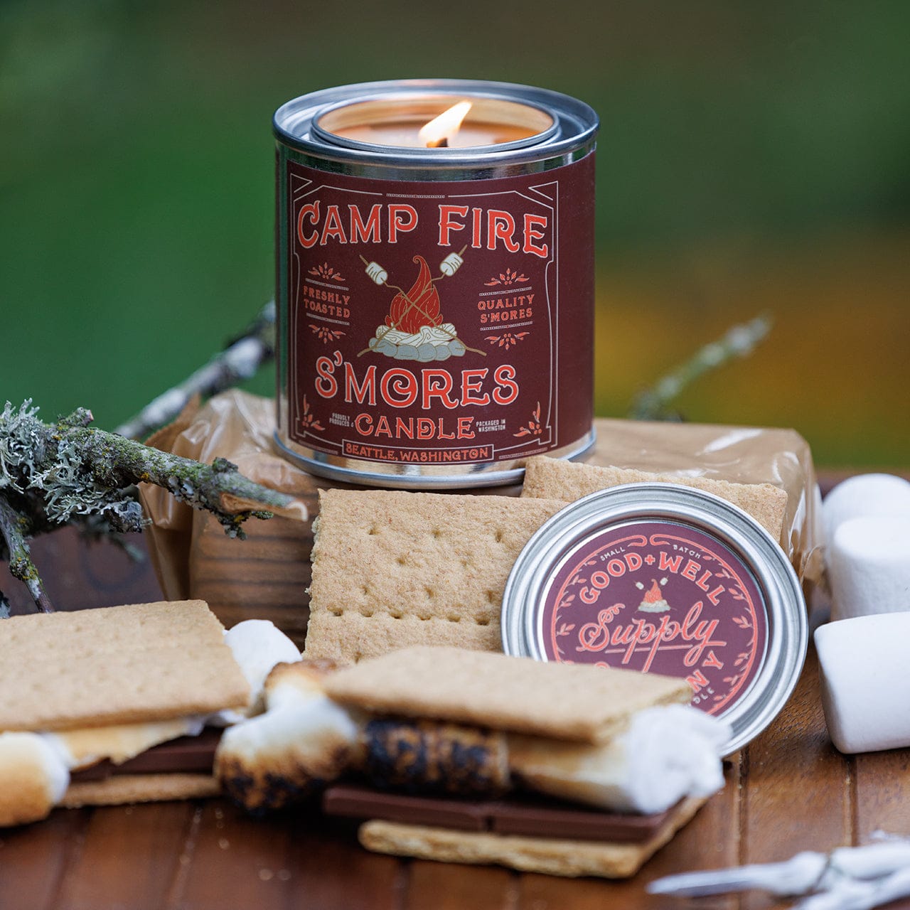 Good &amp; Well Supply Co. Candles Half Pint / 8oz / Cotton Wick Campfire S&