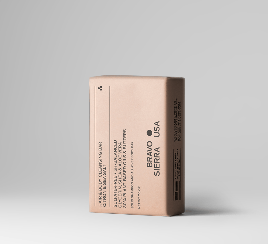 Bravo Sierra SOLID CLEANSER CITRON &amp; SEA SALT HAIR &amp; BODY CLEANSING BAR