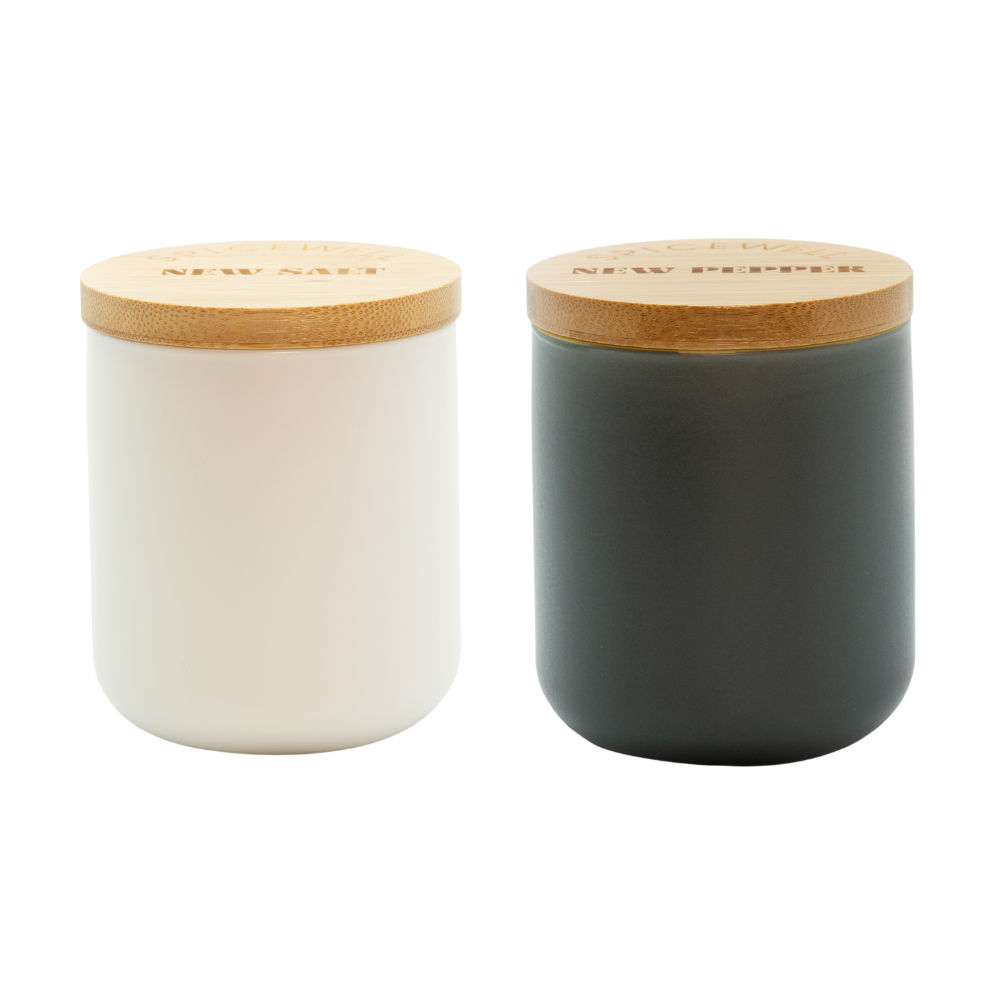 Ceramic Salt &amp; Pepper Cellars + Scoops - My American Goods