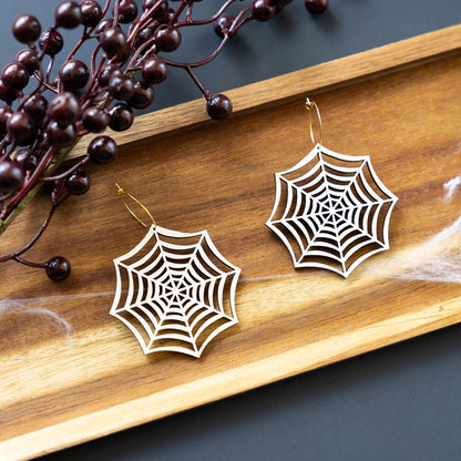 Iridescent Spider Web Hoops