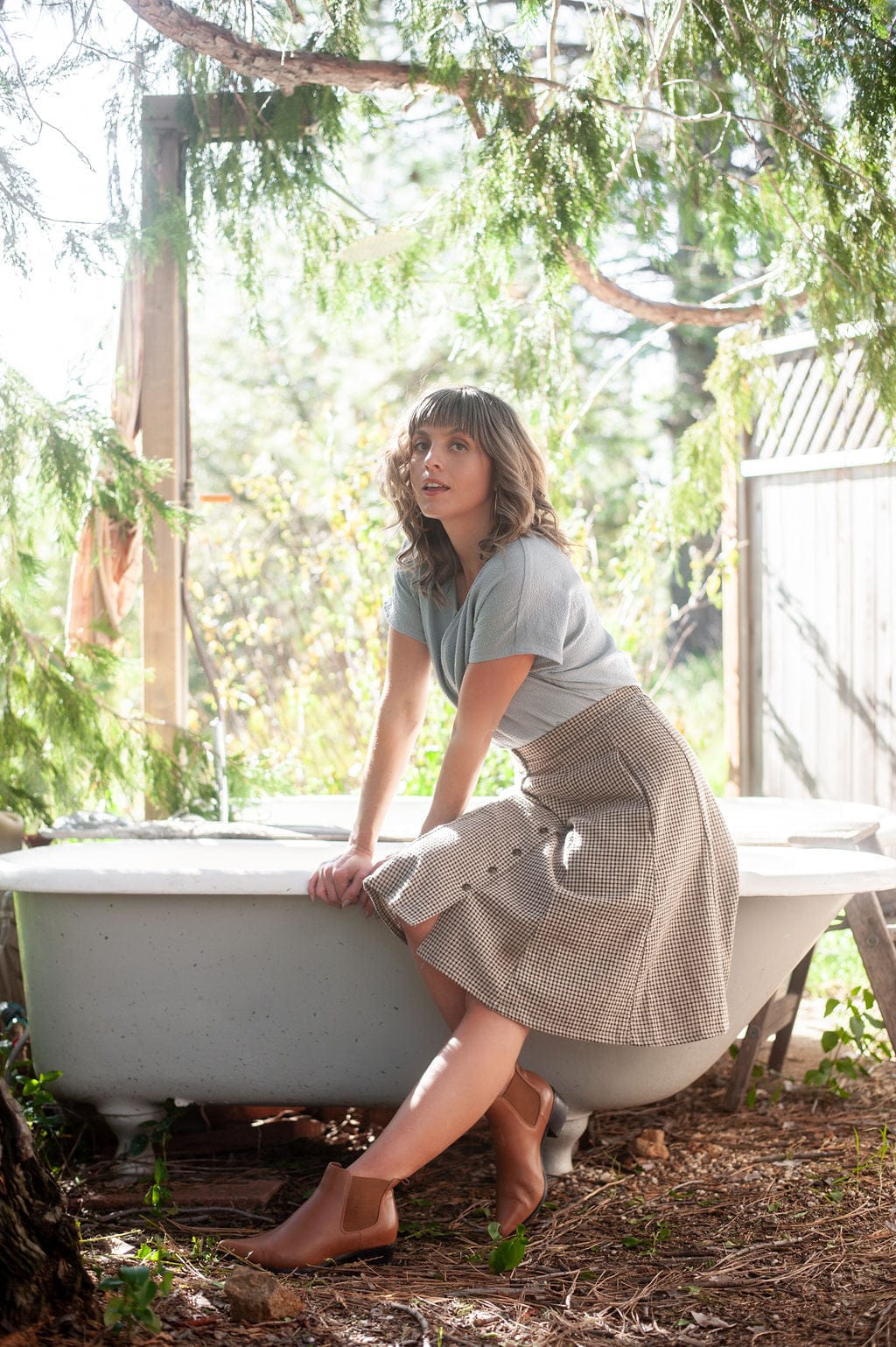 Field Day Skirt Bae Skirt in Black &amp; Oat Cotton Gingham