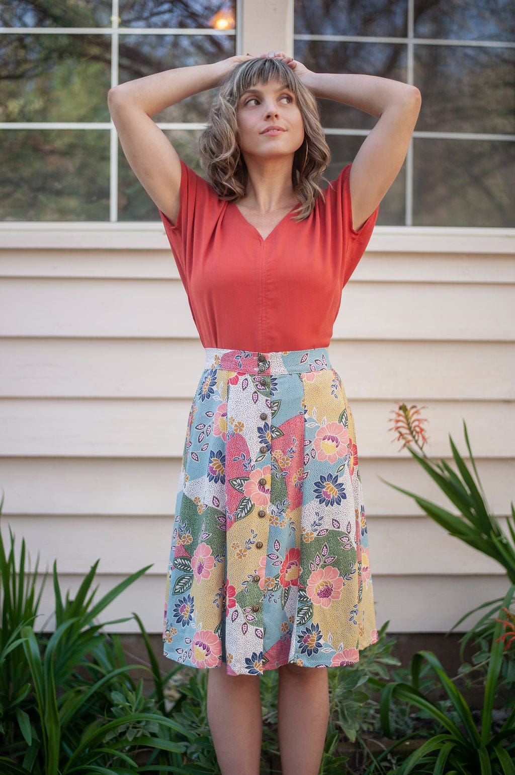 Field Day Top Dolman Top in Coral Challis