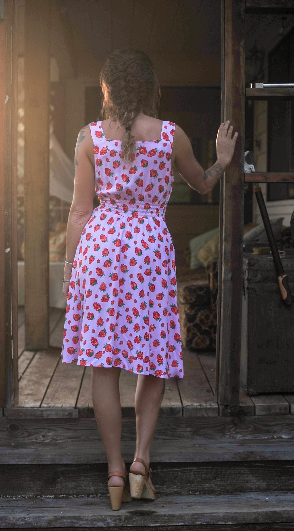Field Day Dress Sheet Dress in Strawberry Cotton
