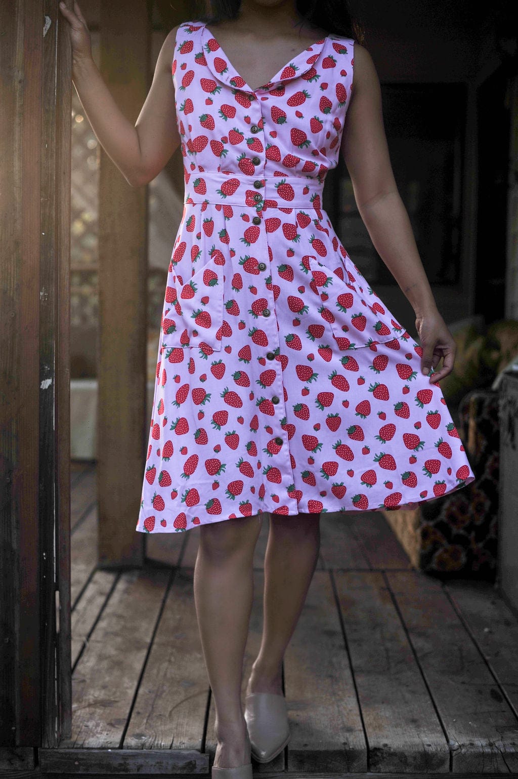 Field Day Dress Sheet Dress in Strawberry Cotton