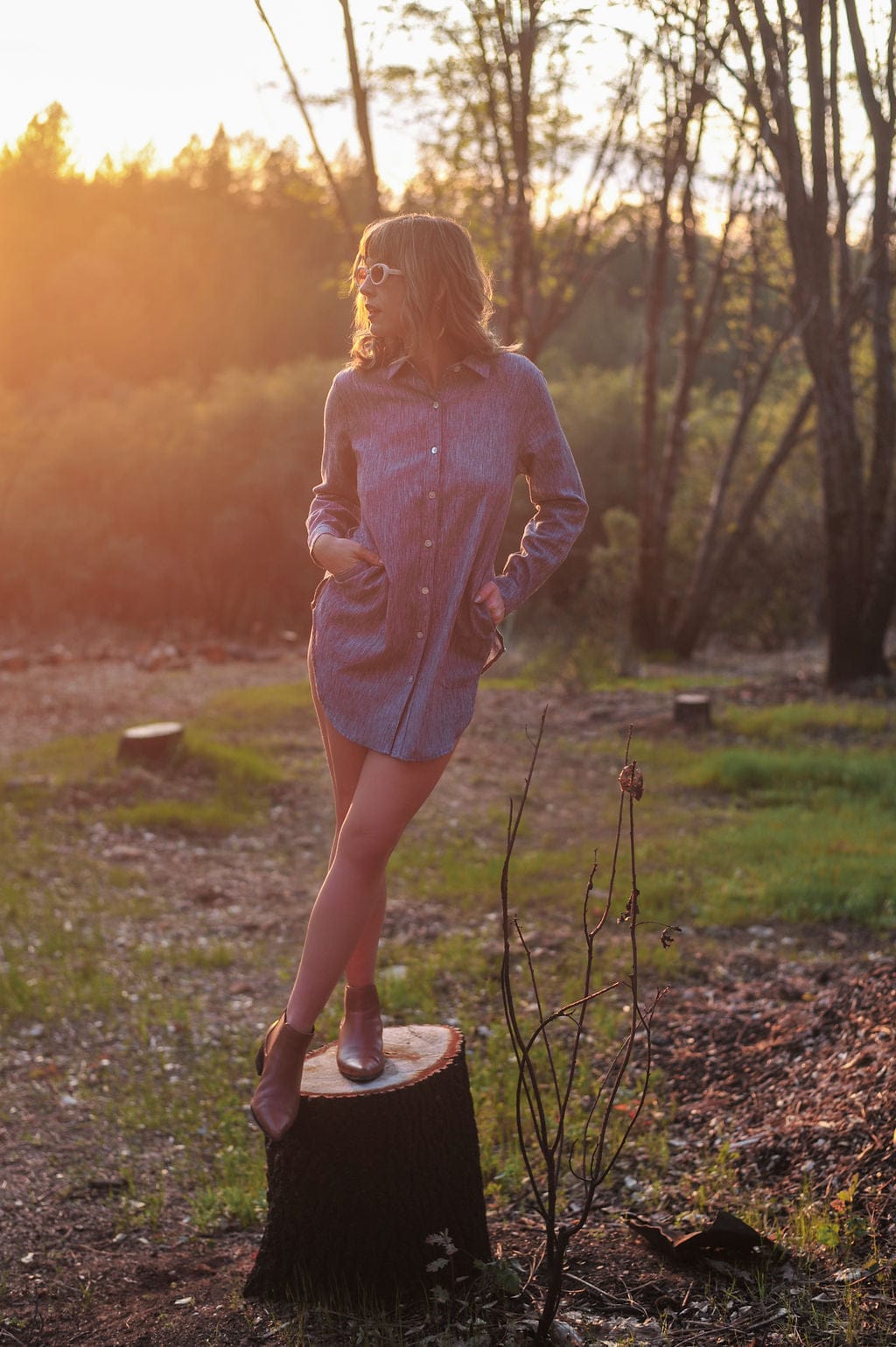 Field Day Top Cora Cover Up in Heatherd Stone Linen