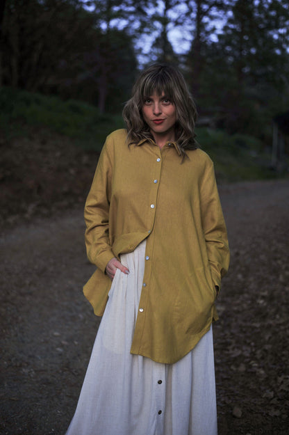 Cora Cover Up in Mustard Linen