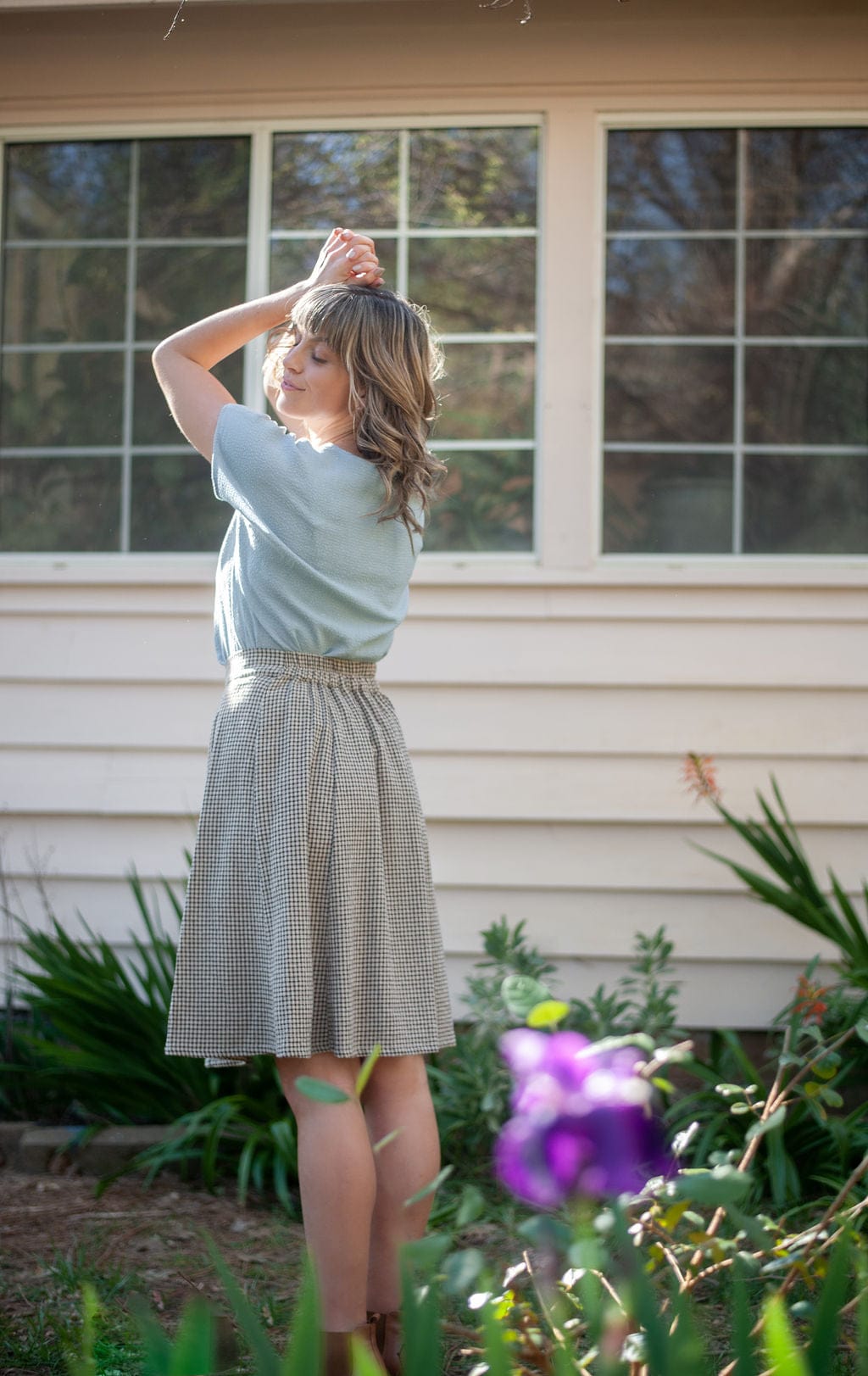 Field Day Skirt Bae Skirt in Black &amp; Oat Cotton Gingham