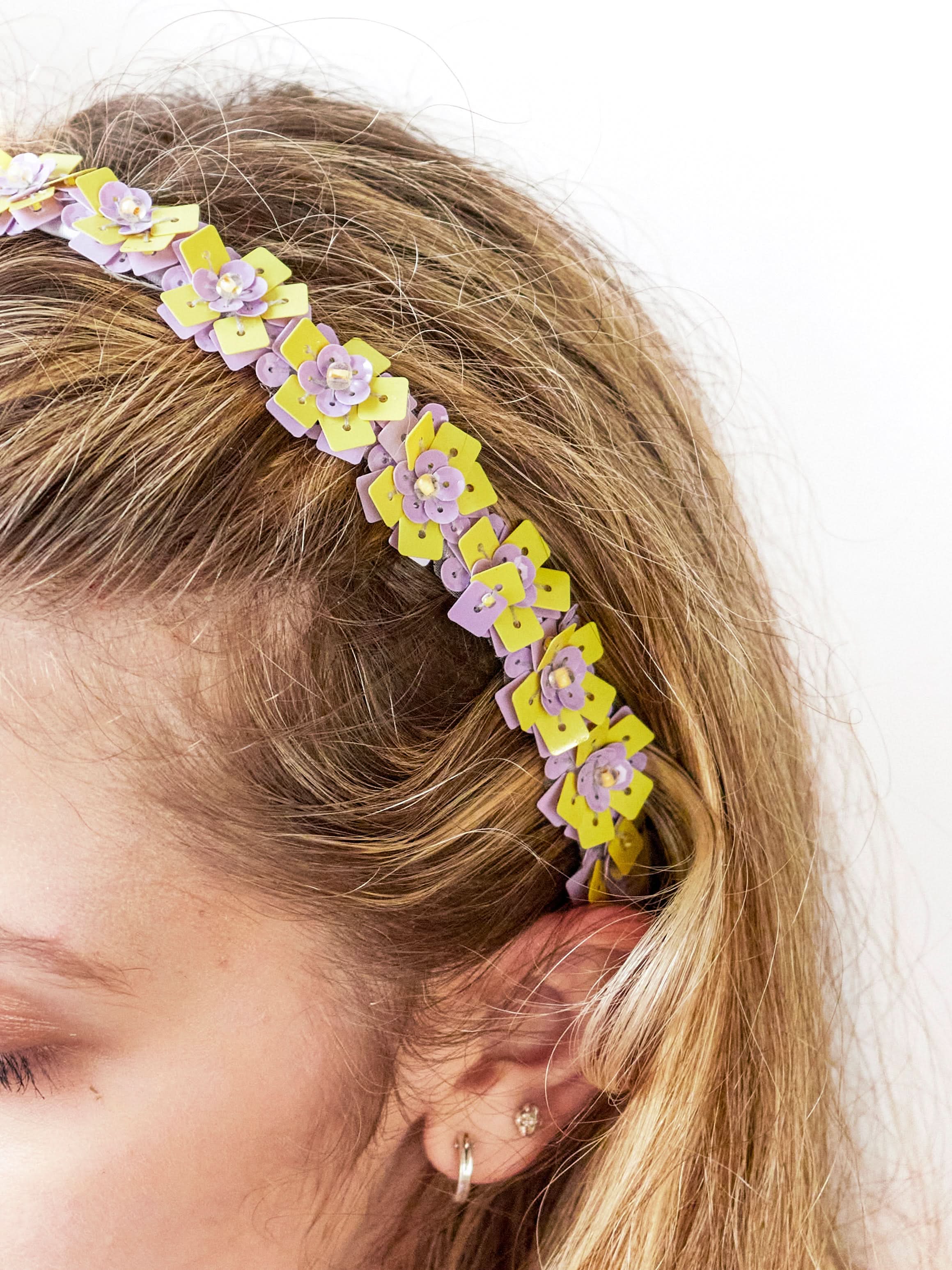 Ash &amp; Rose Headbands Spring Flowers Sequin Headband