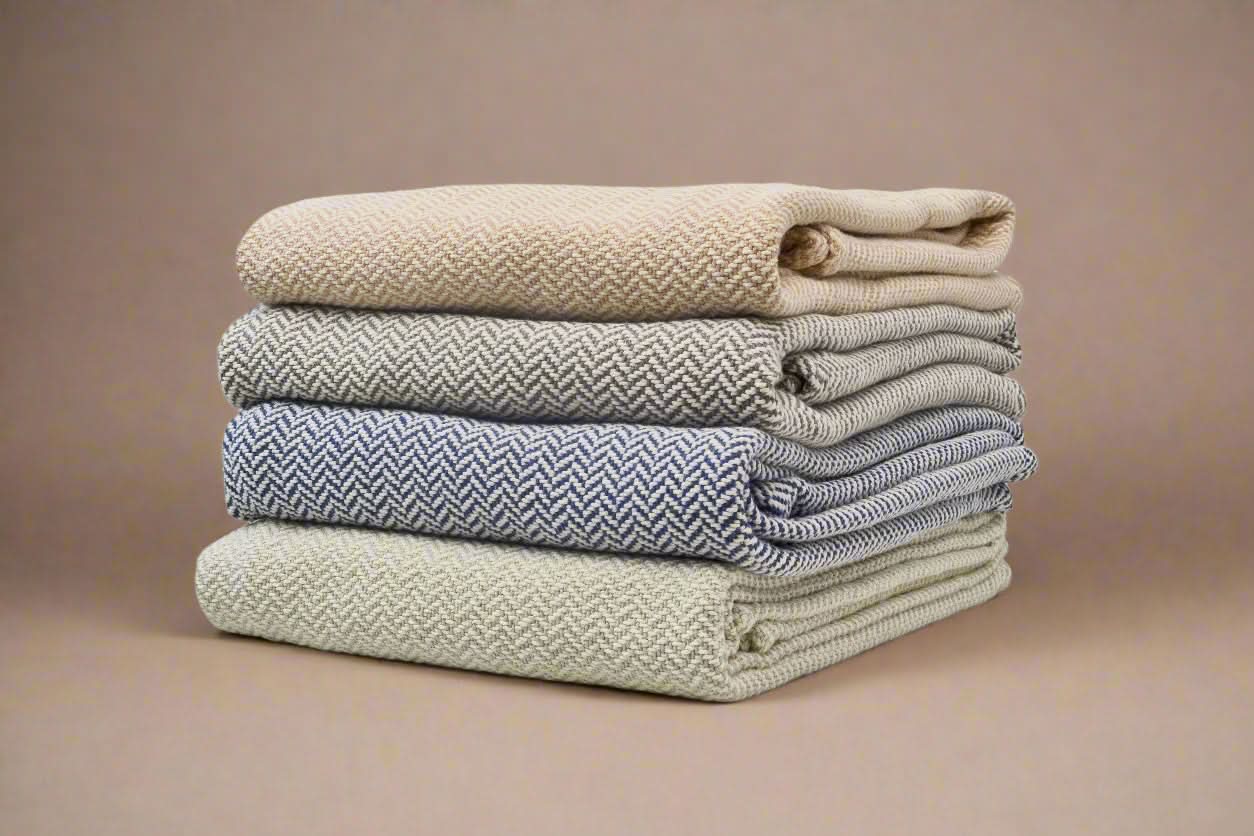 American Blossom Linens Blankets Herringbone Weave Cotton Blanket