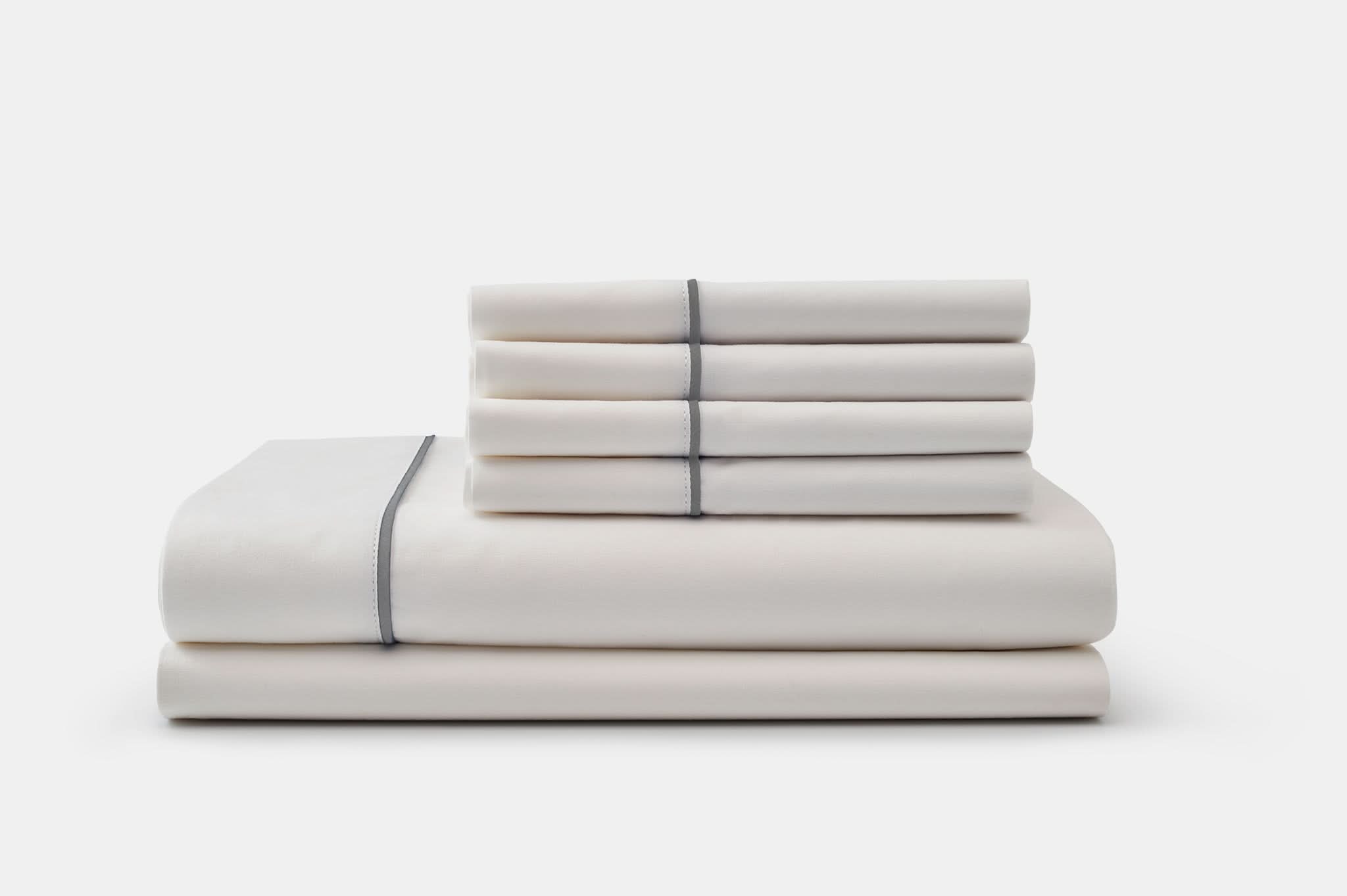 American Blossom Linens Bed Sheets Queen / Grey Cotton Piping Design Bed Sheet Set