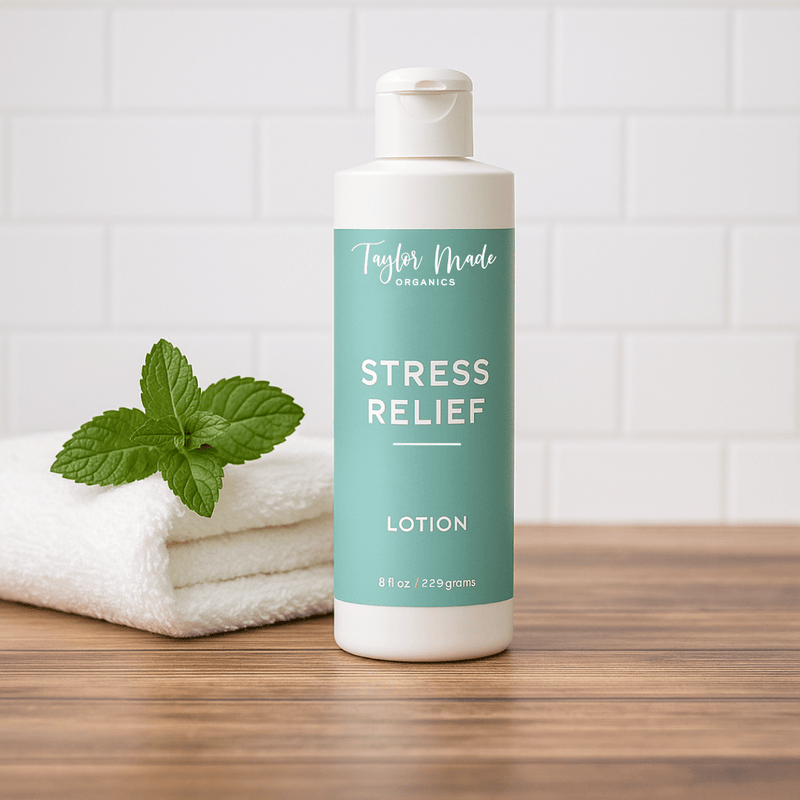 Taylor Made Organics therapeutic lotion 8oz Stress Relief Organic Lotion | lightweight + non-greasy