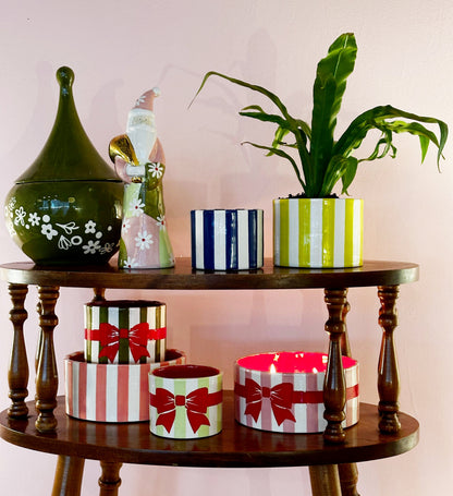 Ruby Clay Company Big Top Stripes Handpoured Candle &amp; Vase