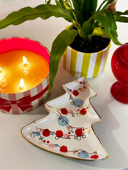 Ruby Clay Company Big Top Stripes Handpoured Candle &amp; Vase