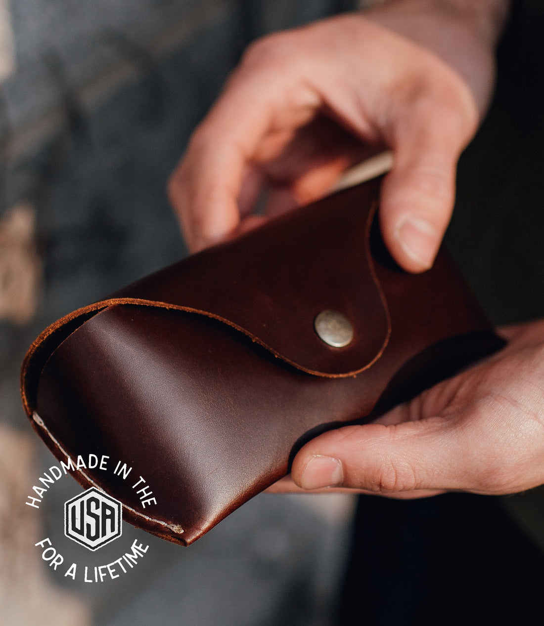 The Local Branch Leather Mahogany Leather Glasses Case - USA Made