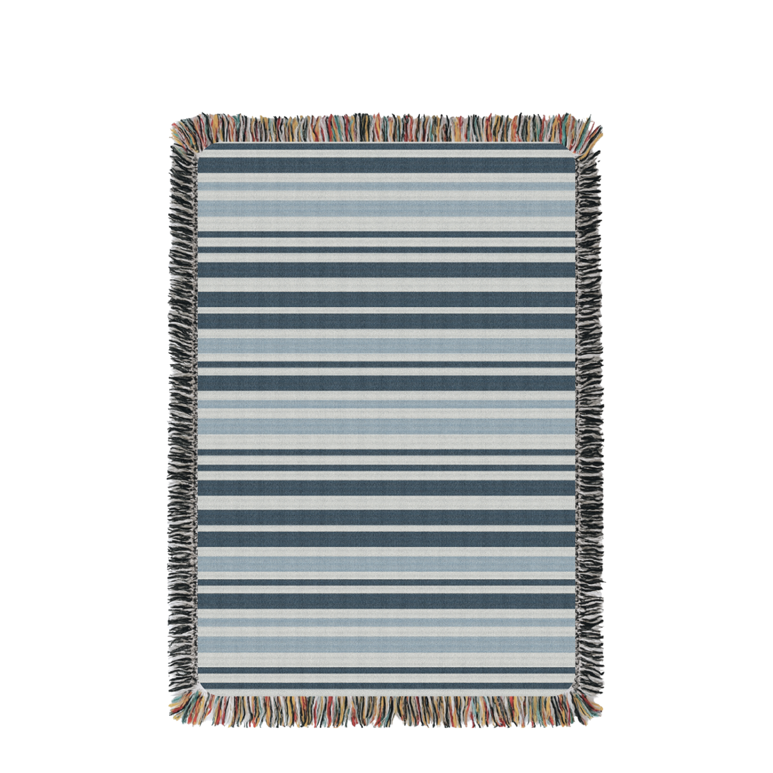 Sutton Delft Blue Coastal Stripe Cotton Throw Blanket