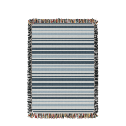 Sutton Delft Blue Coastal Stripe Cotton Throw Blanket