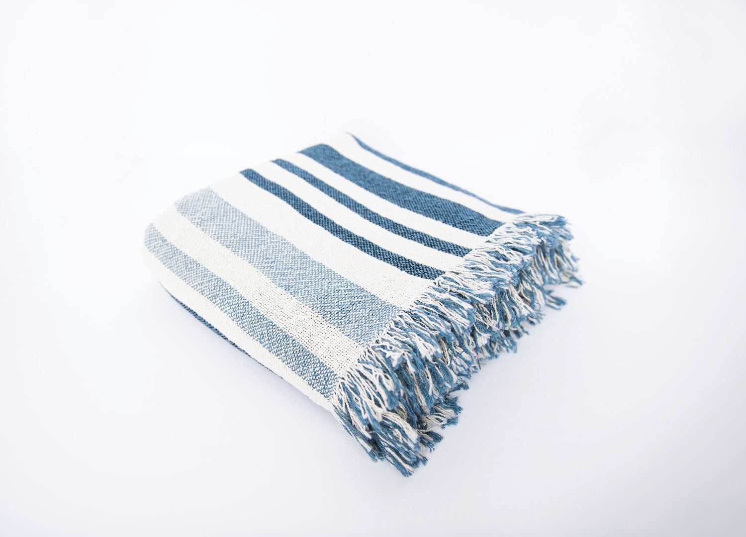 Sutton Delft Blue Coastal Stripe Cotton Throw Blanket