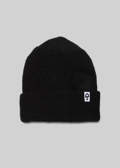 American Trench Accessories black Merino Cardigan Stitch Beanie