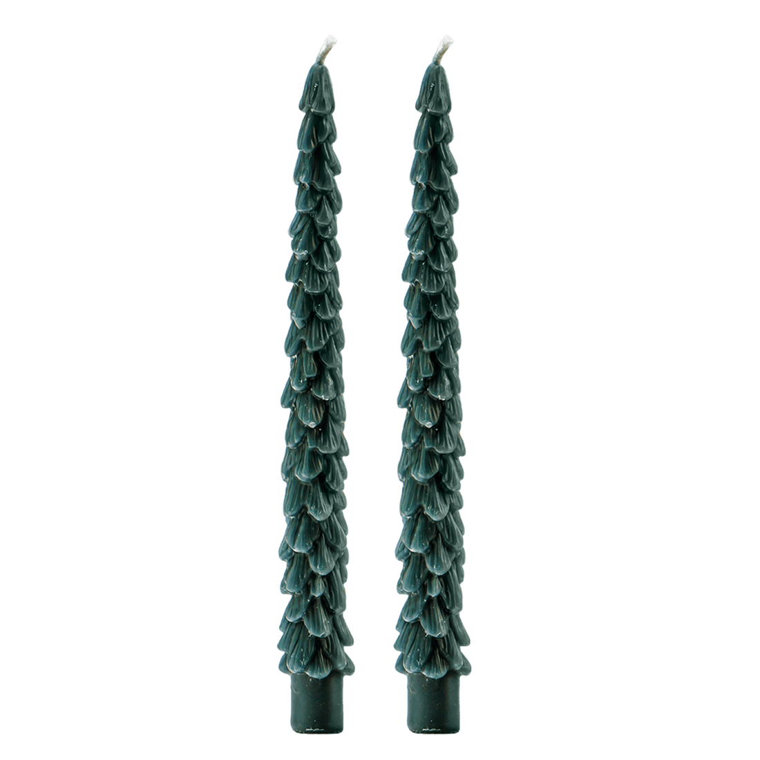 Green Tree Taper Candles - Set of 2