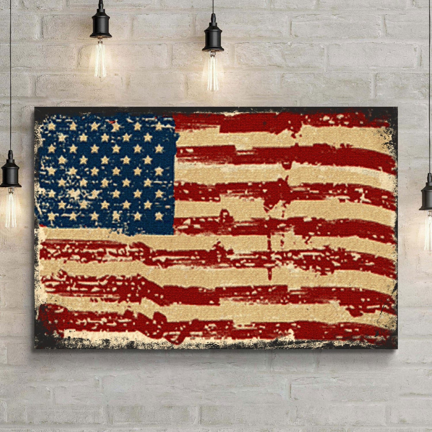 Tailored Canvases Canvas 18x12 inch Medium Premium Gallery Wrapped American Flag Canvas Wall Art