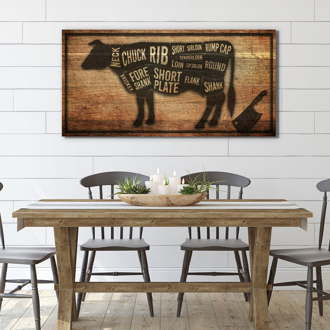 Tailored Canvases Canvas 20x10 inch Medium Premium Gallery Wrapped Cow Butcher Kitchen Sign II