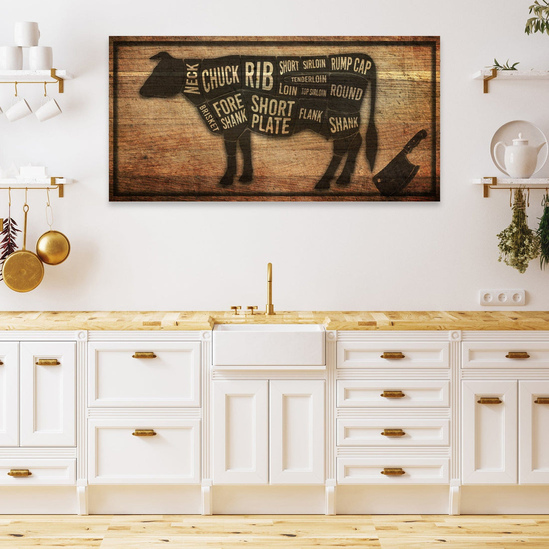 Tailored Canvases Canvas Cow Butcher Kitchen Sign II