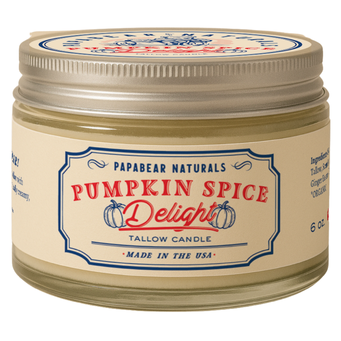 Pumpkin - Tallow Candle - 6 oz - My American Goods