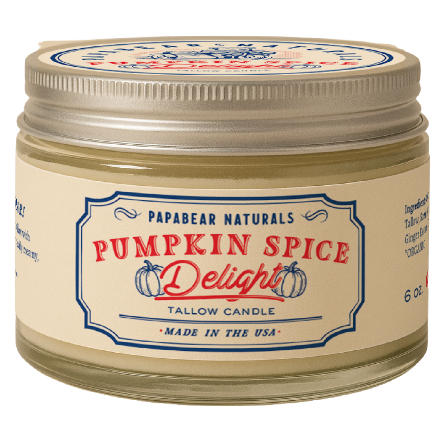 Pumpkin - Tallow Candle - 6 oz