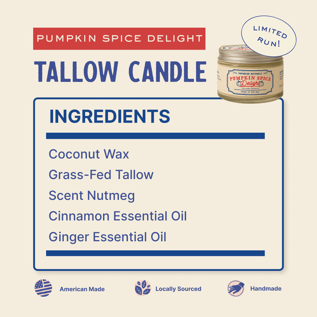 PapaBear Naturals Candle Pumpkin - Tallow Candle - 6 oz