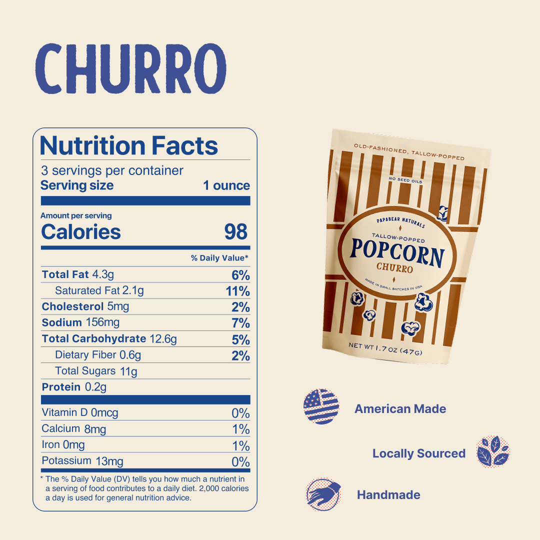 Tallow-Popped Popcorn (8 Pack)