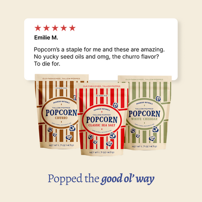 Tallow-Popped Popcorn (8 Pack)