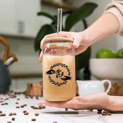 Company of Friends 16 oz. Glass Tumbler (with lid &amp; straw)