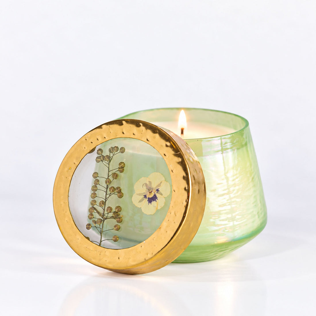 Petite Watercolor Pressed Floral Candle - Tomato Vine
