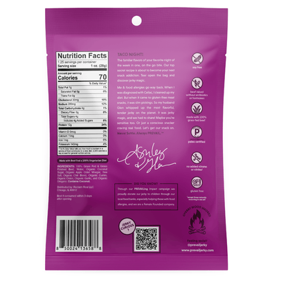 PREVAIL Jerky Jerky Taco Tuesday Beef Jerky Single Serve 8 pack